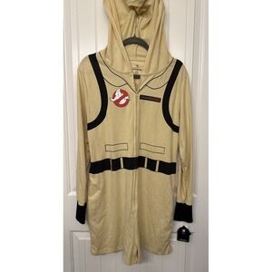Ghostbusters Hooded Costume Romper Adult XL Beige Zip Front NWT